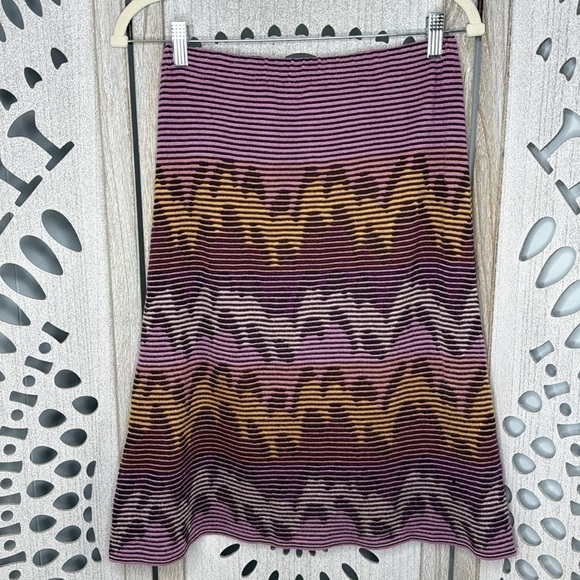 VTG 80’s Missoni Orange Label Chevron Wool Blend Skirt IT42/US 6 - Picture 2 of 9